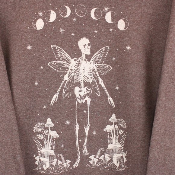 Full Tilt Large Long Sleeve Pullover Skeleton Fairy Graphic Sweater - Picture 3 of 9